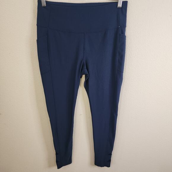 Mondetta Womens High Waist Active Pull On Leggings Size Large Navy Yoga Pants - Picture 1 of 8
